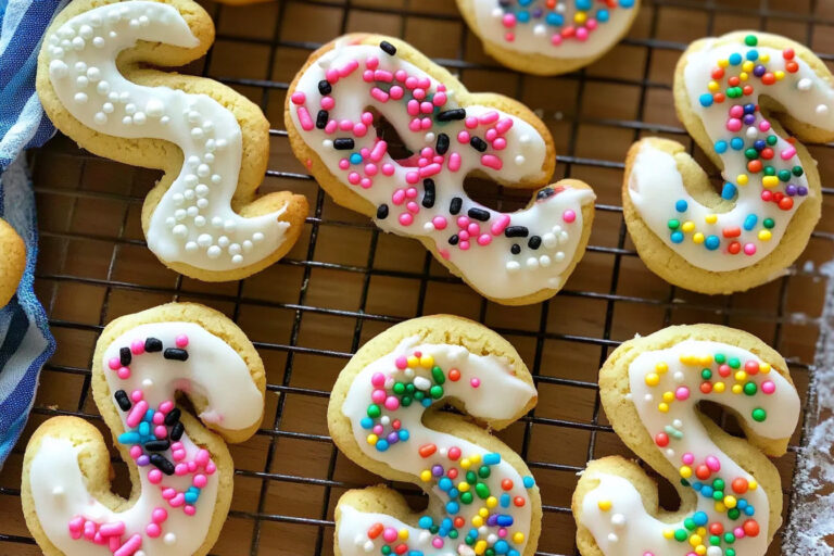 Traditional Italian cookies with anise flavor, lightly glazed and topped with colorful sprinkles, perfect for holidays or special occasions.