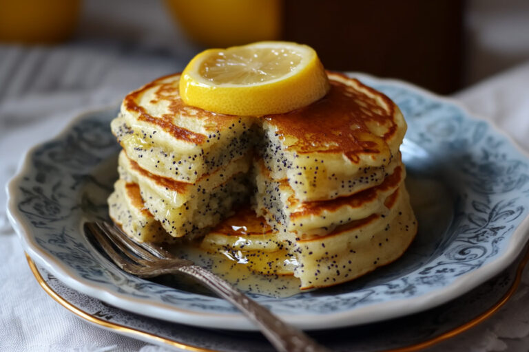 Lemon Poppy Seed Pancakes. Perfect for a refreshing breakfast or brunch!