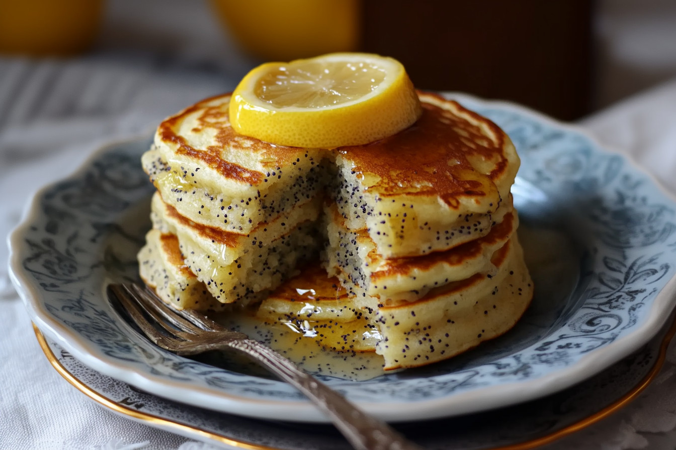 Lemon Poppy Seed Pancakes. Perfect for a refreshing breakfast or brunch!