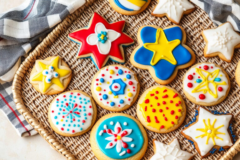 Soft sugar cookies in various celebration shapes, decorated with colorful icing and sprinkles, perfect for any festive occasion.